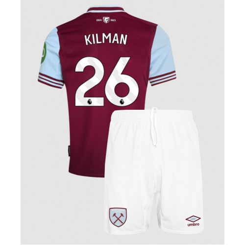 Otroški Nogometni dresi West Ham United Max Kilman #26 Domači 2024-25 Kratek Rokav (+ Kratke hlače)